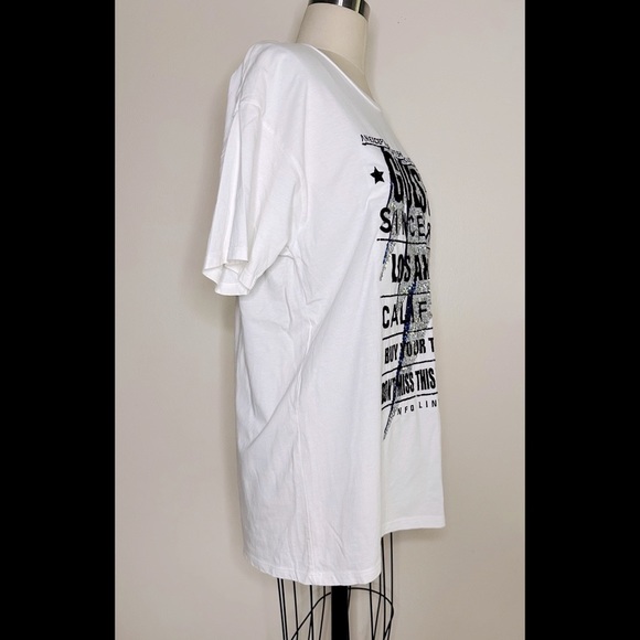 GUESS Los Angeles Silver Sequins Oversized T-Shirt - Picture 4 of 7